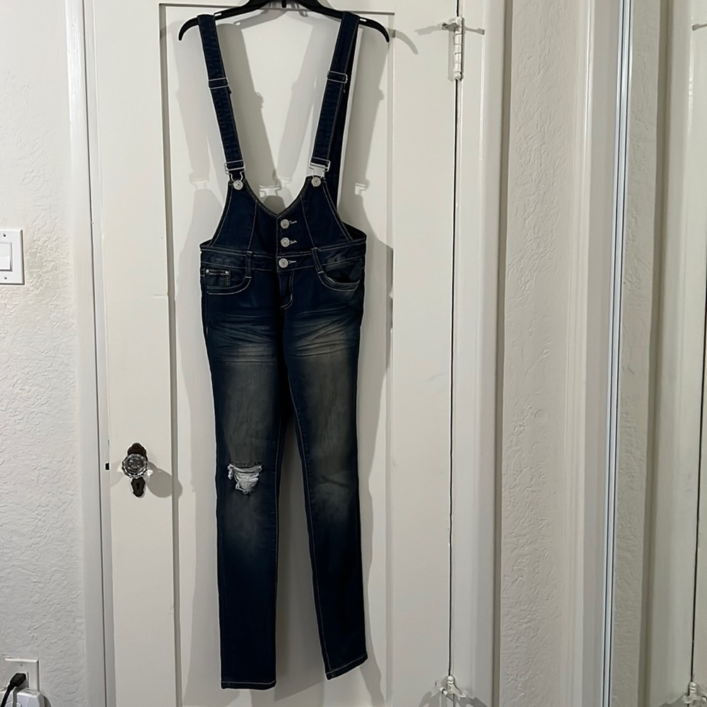 Almost Famous Premium Denim overalls Sz 3